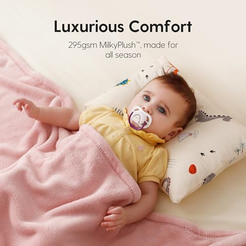 Image of Baby Blanket for Girls and Boys, Soft Milky Plush Fleece Blankets, 50x50 Inch Large Square Baby Blanket for Newborns and Toddlers, Perfect Newborn Gifts, Pink