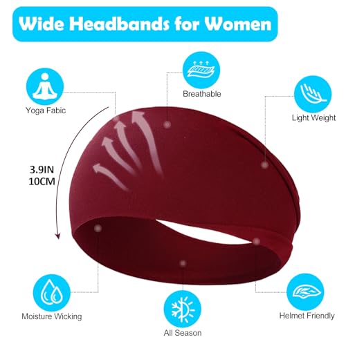 Image of RITOPER Wide Thick Headbands for Women Non Slip, 10 Pack Buttery Soft Workout Yoga Running Sweat Head Bands, Solid Headband Hair Bands for Wig Cover, Spa Day, Travel, Washing Face, Daily Use