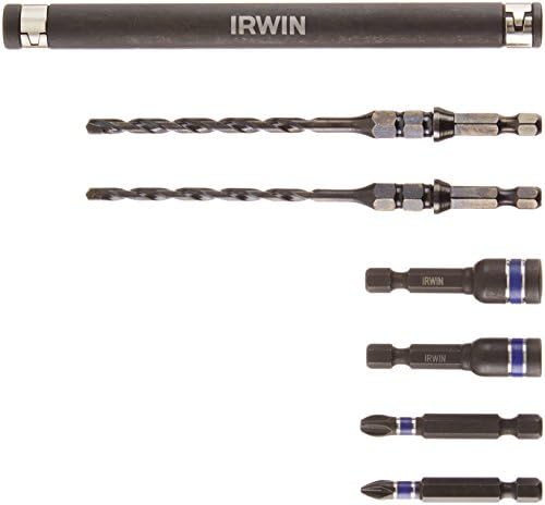 IRWIN Tools 1881080 Impact Performance Series Concrete Screw Drill-Drive Installation Set for 3/16-Inch and 1/4-Inch Screws, 7-Piece