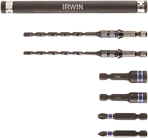 IRWIN Tools 1881080 Impact Performance Series Concrete Screw Drill-Drive Installation Set for 3/16-Inch and 1/4-Inch Screws, 7-Piece