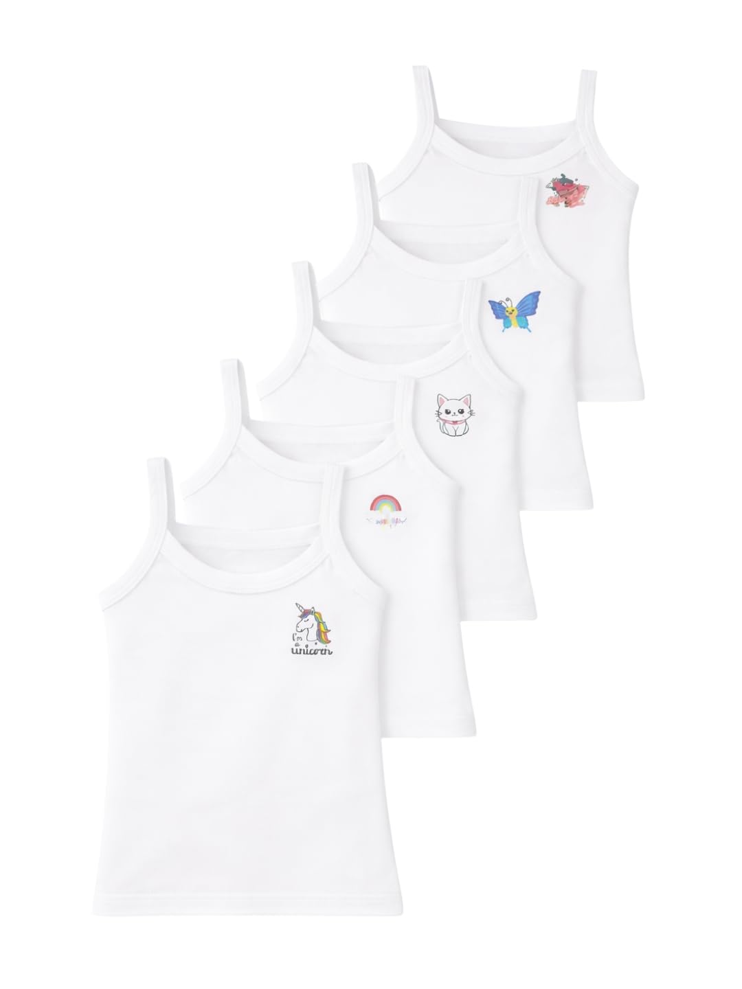 superminis Baby Girl's Sleeveless Printed Cotton Regular Fit Camisole Slips - Pack of 6-picture-12