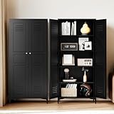 Letaya Gabinete de almacenamiento negro con patas de metal para el hogar,