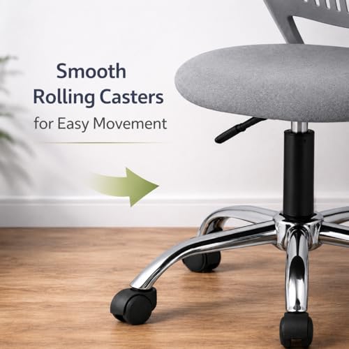 Image of NGFC Mesh Office Chair, Black, Task Chair with Padded Seat, Adjustable Backrest, Swivel Base, Classic Style, Armless Desk Chair for Office, Home, 69x44x44 cm