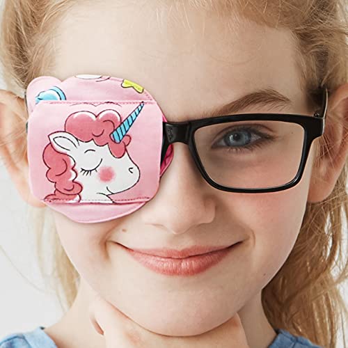 Astropic 3D Cotton & Silk Eye Patch for Kids | Girls Eye Patch for Glasses | Medical Eye Patch for Children with Lazy Eye (Pink Unicorn, Right Eye)