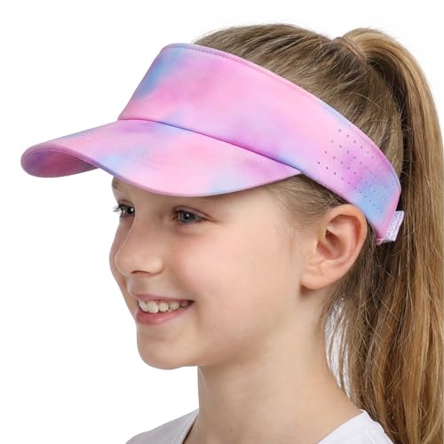 Kids Sun Visor Hats for Girls Boys Lightweight Cooling Sports Hat for Running, Tennis, Golf, Summer Outdoors Visor Hat Age 3-14 Years Gradient Purple