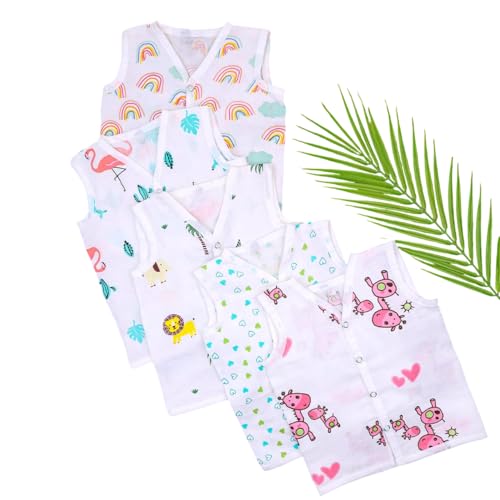 Image of 100% Cotton Muslin Button Jabla | White Jhabla | for Boys & Girls | Summerwear Jabala | Sleeveless Vest | Baby Products