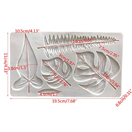 Molde de silicona para decorar pasteles hojas tropicales miniatura 2