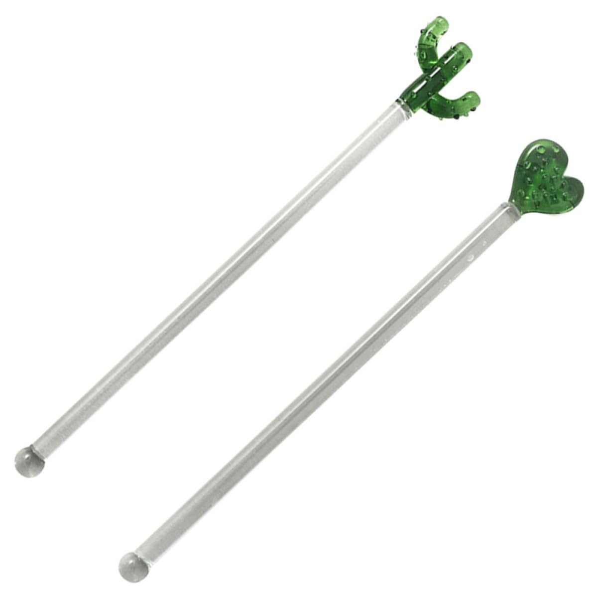 Ciieeo 2Pcs Cactus Cocktail Stirring Sticks Lightweight and Ergonomic Drink Mixers for Milk Tea and Cocktails Easy to Clean and Sticks for Bar Use