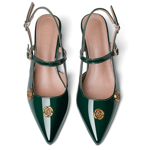 Heels for Women Block Chunky Platform High Heels Closed Pointed Toe Ankle Strap Dressy Comfortable Formal Dress Pump Shoes