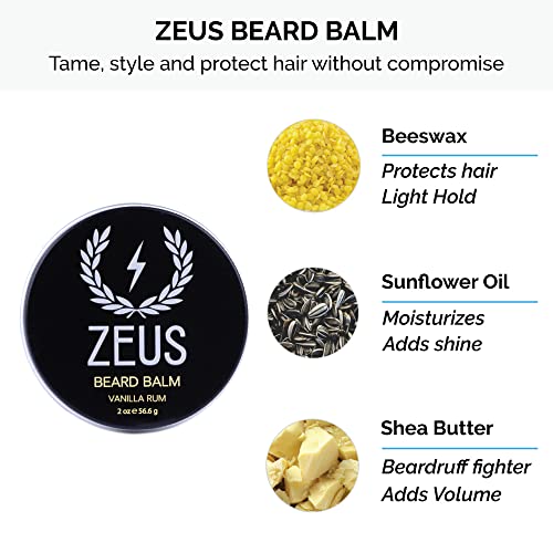 Zeus Everyday Beard Kit With Tin Gift Box – Beard Wash Shampoo & Conditioner, Natural Beard Oil, Beard Balm & Tin Box (Vanilla Rum) #TOP4