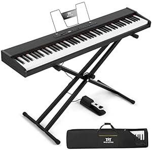 MUSTAR Digital Piano 88 Weighted Keys with Stand Touch Sensitivity, Full Size 88 Key Piano Keyboard Weighted for…