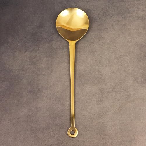 Image of Putrika Traditional Handcrafted Brass Utensil Ladle | Brass Cookware | Serving Spoon [Weight: 138gms] (Small Ladle)