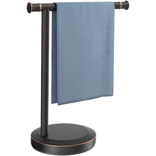Hoimpro 13 Oil Rubbed Bronze Stand Hand Towel Holder Bathroom Kitchen Countertop Towel Rack Towel Bar Ring Free Standing Counter T Bath Accessories Freestanding Vanity Sink Hardware Stainless Steel
