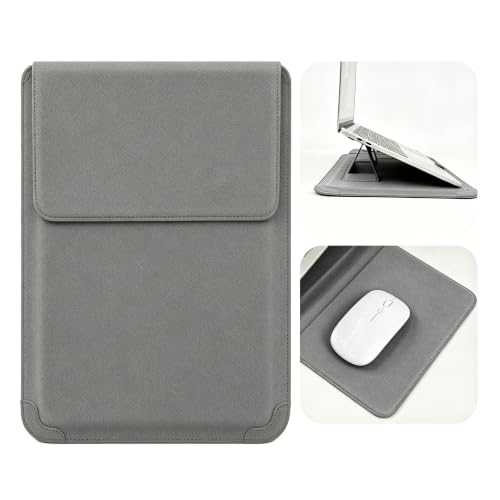 Hyfant Laptop Sleeve Case with Stand and Mouse Pad 15-16 Inch Laptop Case Chromebook Sleeve Leather Protective Cover for MacBook Pro/Air Dell HP Lenovo ThinkPad Samsung Asus Acer LG Laptops