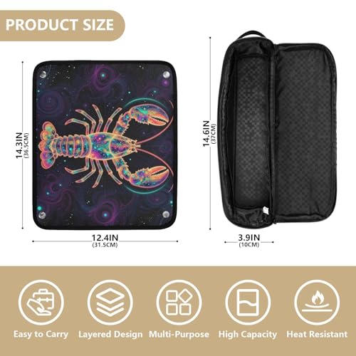 Bolsa de viaje para herramientas de cabello con tapete resistente al calor, organizador portátil para plancha y accesorios de peluquería Cosmic Neon Lobster Galaxy miniatura 4