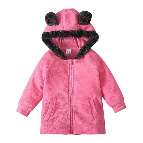Children's Girls Coat Fall Winter Solid Color Hooded Zipper Thickened Cute Teddy Bear Toddler Clothes for Girls