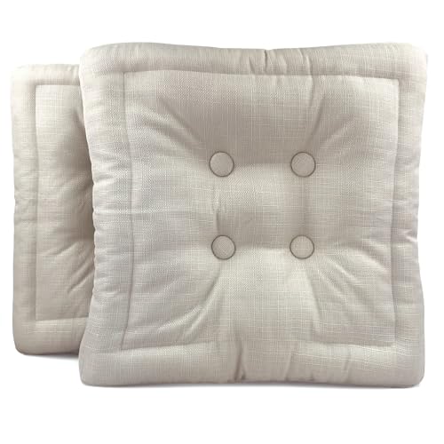 TIENDA EURASIA – Pack de 2 Cojines de Suelo Cuadrado | Cojín Impermeable | Acolchado | Poliéster | Medidas 45x45x8 cm | Cojines Exterior Jardín | con Asa de Transporte y Cremallera (Crudo)