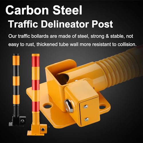 Bolardo de Seguridad Plegable de Alta Visibilidad con Resorte y Cerradura | Delimitador de tráfico Duradero para Control de estacionamiento, Barrera de Acceso y gestión eficaz de multitudes