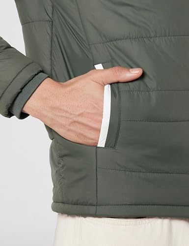 Image of Qube By Fort Collins Men's Nylon Standard Length Regular Fit Quilted Bomber Jacket with Detachable Hood - Winter Warm, Insulated Lining, Ribbed Cuffs, and Stylish Design