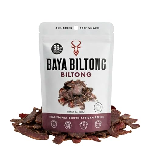 Baya Biltong South African Air-Dried Steak, High Protein, 1g Sugar, No Preservatives, Family Recipe | 1/2 lb (Travel Size)