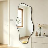 DAOYIJIAJU Large Irregular Mirror, 55'x25.6' Asymmetrical Aesthetic Wall Mirror with Metal Frame, Modern Organic Shaped Mirrors for Living Room Bedroom Hallway Entryway, Horizontal or Vertical Hanging