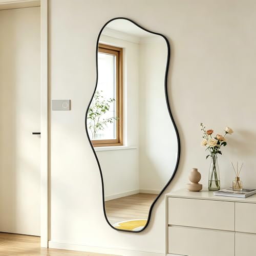 DAOYIJIAJU Large Irregular Mirror, 55"x25.6" Asymmetrical Aesthetic Wall Mirror with