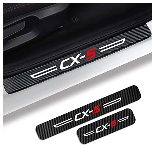 Xwocardos 4PS for Mazda CX5 Door Sill Protector, Carbon Fiber Leather Door Entry Guard for Mazda CX-5 Stickers and Decals, for 2019 2021 2022 2023Mazda CX-5 Accessories