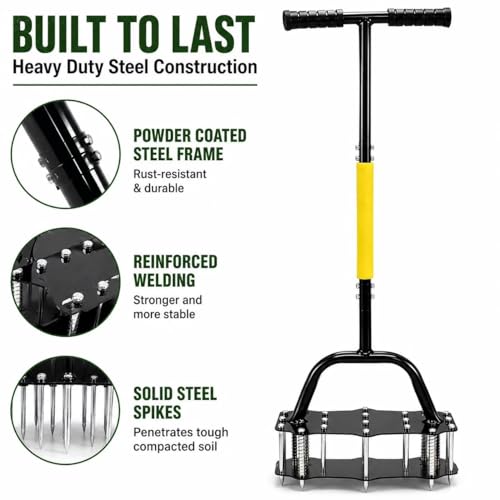 Herramienta manual para airear césped con 16 pinchos y mango ergonómico miniatura 2
