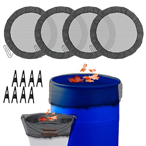 4Pcs Mesh Cover For Rain Barrels, Kalyloc 39.3 Inches Water Collection Buckets Tank Protector With Stainless Steel Clips, Rain Barrel Net Cover With Drawstring For Outdoor Garden Under The Eaves #TOP8