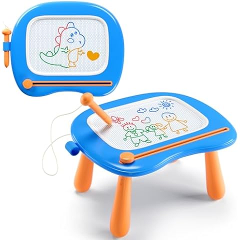 Magnetic Drawing Board, Toddler Boys Toys for 1 2 3 Year Old Gifts, Etch Doodle Sketch Board Learning Educational Toys for 1-3 Boy Birthday Gifts, Blue Cover