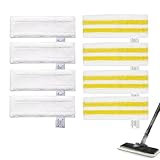 8 Stück Ersatz Bodentücher Set Kompatibel für EasyFix Kärcher Dampfreiniger, Mikrofaser Bodentücher Zubehör für Badewannen, Gebogene Oberflächen, Waschbecken(4 Weiß 4 Gelb)