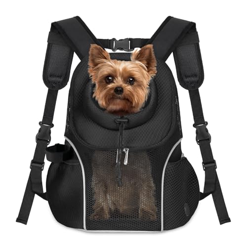 WOYYHO-Pet-Dog-Carrier-Backpack-Small-Dog-Front-Backpack-Ventilated-Mesh-Dog-Travel-Back-Pack-with-Safety-Belt-for-Travel-Hiking-Cycling-Outdoor-Adventures-Size-L-10-14-lbs-Black WOYYHO Pet Dog Carrier Backpack Small Dog Front Backpack Ventilated Mesh Dog Travel Back Pack with Safety Belt for Travel Hiking Cycling Outdoor Adventures Size L 10 14 lbs Black