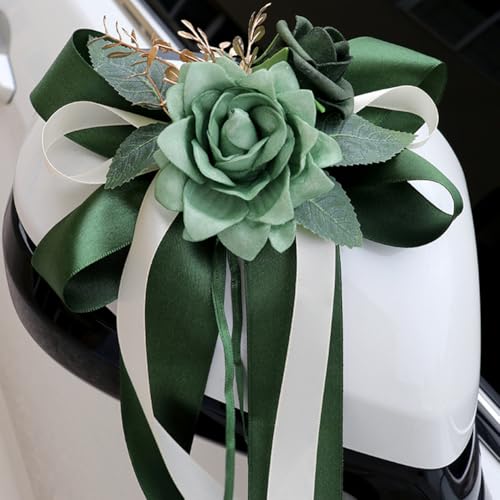 Yurosiay Nœuds pour antenne de voiture - Décoration de mariage - Rétroviseur - Poignée de porte - Fleurs vintage pour chaise de mariage - Lot de 6 pièces – vue 5