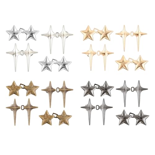 Zirax 16 Pairs Star Waist Tightener Clips for Jeans No Sewing Adjustable Waist Buckle Extender Set Reusable Metal Button Pins for Loose Pants Skirts & Trousers Instant Fit Replacement