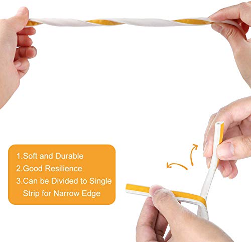RATEL Tira de Sellado Junta de 30 m(4 x 7.5 m), Goma burlete para Puerta Ventana Antigolpes Resistente al Agua Autoadhesiva con 1 tijera y 1 cinta métrica para bloquear grietas y huecos (blanco)