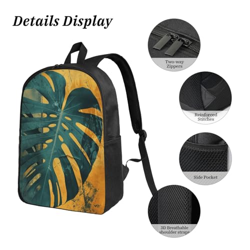 Monstera Backpacks 3 Pcs Cute Lightweight Daypack with Fun Graphic Cartoon Print for Travel Work4