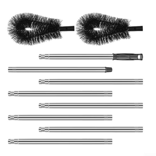 Pulitore per grondaie con asta telescopica regolabile e testine sostituibili per la manutenzione del tetto e la pulizia dei detriti