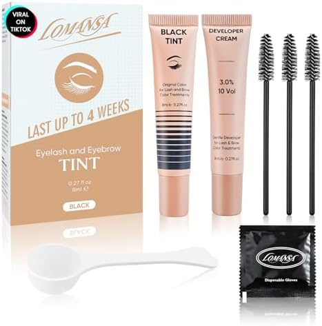 Lomansa Lash Color Kit, Instant Eyelash, Black Brow Color with Natural Effects, Safe & Easy to Use, 8ml