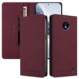 Cover Compatibile con Nokia C20 4G,Compatibile con Nokia C10 4G 【Blocco RFID】【Portacarte Chiusura magnetica Supporto ribaltabile】 Custodia per telefono Red
