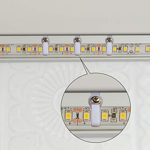 Mudder 200 Pieces Led Strip Light Clips Light Strip Mounting Bracket Fixing Clip, One Side Fixing Clips With 200 Pieces Screws For Fixing 10 Mm Wide Non-Waterproof 3528/5050 Led Light Strip (White) #TOP3