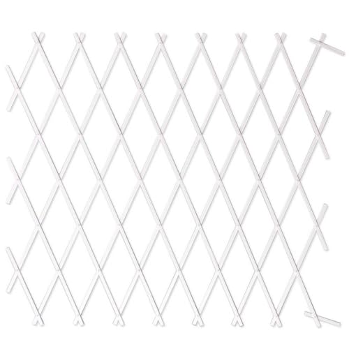 TERRE JARDIN - Treillis Jardin, 100 x 200 cm - Treillis Plastique Blanc, Extensible, Décoration Florale Murale
