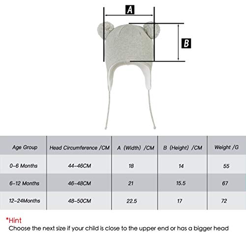 Langzhen Cute Pom Pom Babys Winter Hat Infant Earflap Knit Warm Cap For Boys Girls Toddler Kids Fleece Lined Beanie (Grey, M(46-48Cm/18.11"-18.9")) #TOP5
