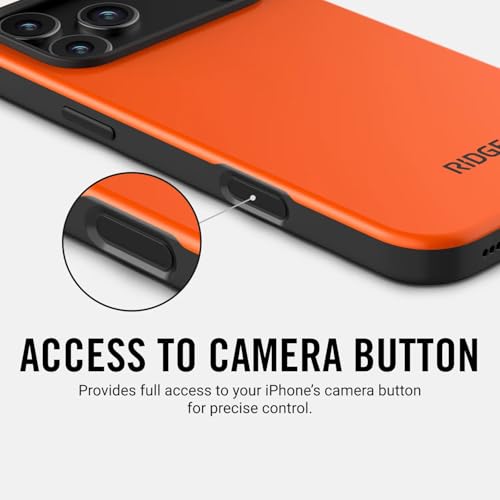 Ridge Case Compatible with iPhone 17 PRO MAX - Compatible with MAGSAFE & Wireless Charging, Aluminum Control Buttons, Dual-Layer Construction, TPU Bumper with Drop Protection (Basecamp Orange) - Thumbnail 6