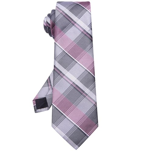 Image of Hi-Tie 63 inches Striped Paisley Extra Long Ties for Men Silk Necktie with Lapel Pin Tie Clip Big and Tall Men Formal Wedding