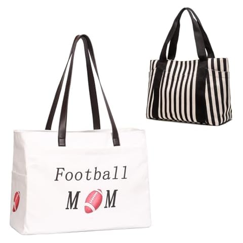 Large Football Mom Bag, Thick Canvas Football Tote Bag, Medium Tote Bag for Women,Teacher Tote Work Bag Teacher Appreciation Gifts for Womens Cover
