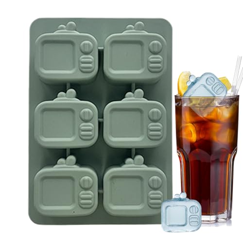 Moldes de Hielo de Silicona | Molde de Hielo Congelador de Silicona con Forma de Televisor | Reutilizable con 6 Cavidades y Tapa para Elaboración de Bebidas Cócteles Hogar Restaurante