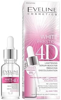 EVELINE COSMETICS White Prestige 4d Skin Lightening Serum, Nourish and Moisturize the Skin, Booster Reducing Discolouration, Protection from UV Damage, Skin Brightening Serum for Men & Women, Suitable for All Skin Types - 18ml