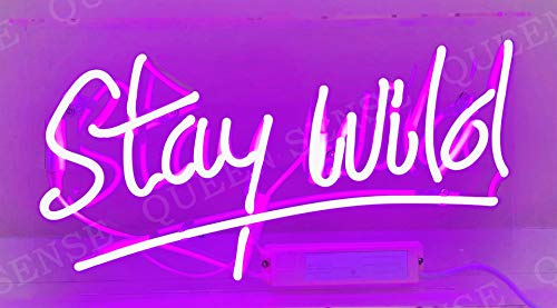 Queen Sense 14  Stay Wild Neon Sign Light Decorated Acrylic Panel Handmade Beer Bar Pub Man Cave Lamp UT143