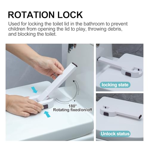Image of Baby Toilet Locks (2-Pack) Arm-Style Child Safety Toilet Locks,No Tools Needed,Easy 3M Adhesive Installation,Fits Most Standard Toilet Lids,Childproof Toilet Seat Locks to Prevent Cats and Dogs,White