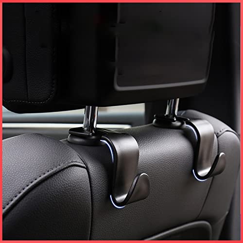 wolpin Car Backseat Headrest Hook/Hanger Universal Durable Organiser Space Saver for Handbag, Wallets, Keys, Grocery Bags (Black, Pack of 4), Acrylonitrile Butadiene Styrene